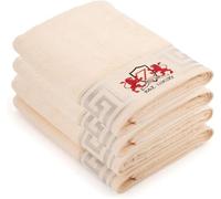 BZ Luxury Set 4 Toallas de Baño Crema 70x40 cm 500 g/m² 70% Bambú 30% Algodón - Rizo para Cara, Manos, Invitados y Cabello - Alto Gramaje Súper Absorbentes - Hotel SPA Gimnasio Oeko-Tex