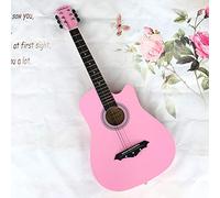 BZAHW botón de Cuerdas de la Guitarra de Tilo Popular de Metal de 38 Pulgadas acústica Guitarra Principiante la práctica del Piano Novato Rosa Tonto (Color : Dumb Pink, Size : 38 Inch)