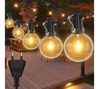 Bzavor Guirnaldas de Luces Exterior, Cadena de Luz IP44 Impermeable Guirnaldas Luminosas Exterior y Interior Deco para Jardín, Patio, Fiesta,Terraza (Blanco Cálido, 10M)