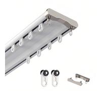BZCKBZ 2.2FT-19.7FT Customizable Ceiling Track Aluminium Double Curtain Track Set - Indoor/Outdoor - Sliding Curtain Rail Easy To Install(White,3.0FT)