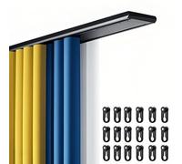 BZCKBZ Double Row Curtain Track Silent Curtain Rail Heavy Duty Ceiling Track, 26.5″ ~ 236.5″ Aluminum Straight Rail For Indoor and Outdoor(Black,36.0 in)