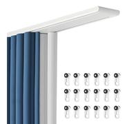 BZCKBZ Double Row Curtain Track Silent Curtain Rail Heavy Duty Ceiling Track, 26.5″ ~ 236.5″ Aluminum Straight Rail For Indoor and Outdoor(White,86.5 in)