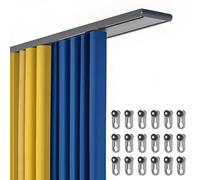 BZCKBZ Double Row Curtain Track Silent Curtain Rail Heavy Duty Ceiling Track, 26.5″ ~ 236.5″ Aluminum Straight Rail For Indoor and Outdoor(Gray,86.5 in)