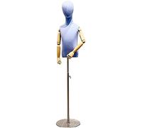 BZGPMFUD Maniquíes Busto de exhibición for maniquíes de Costura, for niños, modistas, con Cabeza Desmontable y Brazo de Madera Maciza for Ventanas, Modelo de Ropa.(Blue,L)