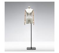 BZGPMFUD Maniquíes Busto Decorativo, Cubierta de Lino, Brazo de Madera Maciza, exhibición de Ropa, Modelo, Soporte for el Cuerpo, Forma de Vestido, joyería de Altura Ajustable(Black,B)