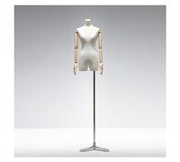 BZGPMFUD Maniquíes Busto Decorativo, Cubierta de Lino, Brazo de Madera Maciza, exhibición de Ropa, Modelo, Soporte for el Cuerpo, Forma de Vestido, joyería de Altura Ajustable(Black,D)
