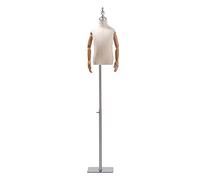 BZGPMFUD Maniquíes Childs Dress Form, Pinnable Half Body Torso, with Solid Wood Arm, Apply to 1-8 Years Old Clothing Display, Metal Base, Height Adjustable