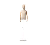 BZGPMFUD Maniquíes Torso Infantil, utilería for Tienda de Ropa Infantil, maniquí con Cabeza y Brazos de Madera for modistas.
