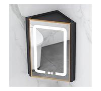 BZJPRFC Armario De Esquina con Espejo E Iluminación, Armario De Pared Triangular con Dos Estantes Colgantes, Interruptor Táctil, For Baño, Dormitorio O Espacio(Black)