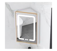 BZJPRFC Armario De Esquina con Espejo E Iluminación, Armario De Pared Triangular con Dos Estantes Colgantes, Interruptor Táctil, For Baño, Dormitorio O Espacio(White)