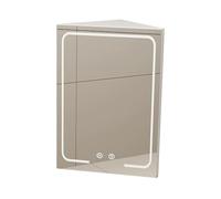 BZJPRFC Armario De Esquina con Espejo E Iluminación, Armario De Pared Triangular con Marco De Madera, Espejo HD, Diseño De Montaje En Pared For Baño De Una Sola Puerta(2-Tier)