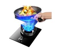 BZJPRFC Cocina De Gas De 1 Quemador, 5,2 KW, 9 Cavidades De Alta Potencia, Quemador Wok con Superficie De Vidrio Y Acero Inoxidable, Kit De Suministro De Gas Natural/GLP(NG)