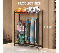 BZJPRFC Expositor De Patinetas con Ruedas, Soporte For Esterillas De Yoga Y Baloncesto, Capacidad For 3 Patinetas Y Accesorios, Capacidad De Carga De 50 Kg(Gold,65x25x115cm)