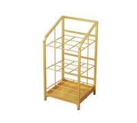 BZJPRFC Paragüero De 4 Niveles Independiente, Estante Grande De Metal For Exhibición De Paraguas, Soporte De Almacenamiento De Malla Multiusos, Con Bandeja De Goteo Extraíble(Gold,62x23.5x41cm)