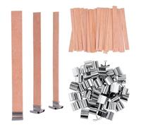 BZKSER 20 pcs Mecha de Madera mechas de Velas de Madera Natural,Mecha de Vela de Madera con 20 Bases de Metal, Hacer Velas artesanales, Wood Wick para Hacer Velas artesanales, ecológicas, sin Humo