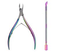 BZKSER Corta cuticulas - 2 pcs Juego de cortaúñas para cutículas con Juego de empujador de cutículas - Alicate para cutículas precisas y Kit Debajo del Limpiador de uñas(De múltiples Fines)