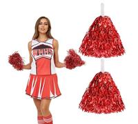 BZKSER Pompones de Animadora - 2 pcs de Pompones de porrista de Metal Foil,Pompones de Animadora con Asas, para Juegos de Pelota, Bailes, Fiestas de Carnaval,Chica Caliente