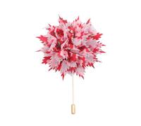 BZSQD 10 * 14CM 20/10 Uds Camelia tela dorada Flor de gasa Pin para solapa con insignia con Pin dorado flor ramillete flor de raso solapa Pin broche