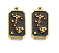 BZSQD 13 * 25,5 MM 10 Uds. Cuentas de aleación de Esmalte de Tarot, dijes de Esmalte, Surtido de dijes de Esmalte chapados en Oro para la fabricación de Joyas, Tema Dorado