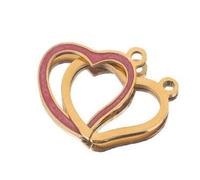 BZSQD 14 * 26MM 10PCS Cuentas de aleación de Esmalte de corazón de Doble Orificio Encantos de Esmalte Surtido de dijes de Esmalte chapados en Oro para la fabricación de Joyas Tema de Oro