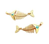 BZSQD 60 * 20MM 10PCS Cola de Hueso de Pescado Cuentas de aleación de Esmalte Encantos de Esmalte Surtido de Encantos de Esmalte Chapados en Oro para la fabricación de Joyas Tema de Oro