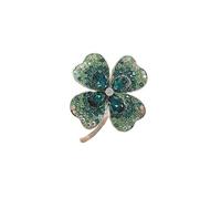 BZSQD Elegante broche de trébol de cuatro hojas de 3,5 x 4 cm, accesorios de joyería con diamantes de imitación, decoración vintage de flores brillantes para fiestas, regalo, 3.5*4.0cm 2pcs