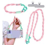 Bztzhm 2 cadenas para teléfono móvil, universales, colores de contraste, trenzadas y pulseras, con 4 soportes de cordón de acero inoxidable para padres, vacaciones, al aire libre, viajes