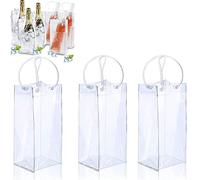Bztzhm 3 Piezas Bolsa de Vino de Hielo Transparente, Bolsa de Hielo para Vino Champán, Bolsa De Hielo Botellas, Ice Bag Transparente, Bolsa de Vino de Hielo, para Champán Bebidas Heladas