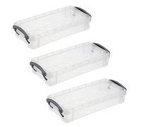 Bztzhm 3 Piezas Cajas de Lápices de Plástico con Tapa, Caja de Lápices Multiusos Apilables, Caja de Lápices de Plástico Translúcida, para Suministros de Oficina Caja de Almacenamiento de Papelería