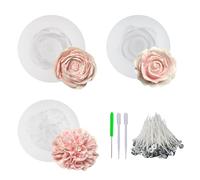 BZUEPRS 3 moldes de silicona para velas, moldes de silicona 3D con forma de rosa, claveles, peonias, moldes de silicona, moldes para jabón, chocolate, yeso, decoración de bricolaje, marca de aroma