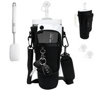 BZUEPRS Bolsa para Stanley Cup, 40 oz Stanley Cup Accesorios con 1 cepillo para botellas y 2 fundas para paja, botella de agua bolsa de transporte con compartimento para teléfono móvil para senderismo