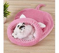 BZVCRTYKL Saco de Dormir for Gatos, Cama for Mascotas Lavable, Suave, cálida y esponjosa, con Lindas Orejas y Cola, Bolsa de Saco for Gatos y Cachorros pequeños/29 (Color : Pink, Size : Medium)