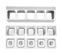 BZYFJB Juego de 5 recipientes para ingredientes de acero inoxidable, con rejilla y tapas, suministros de restaurante, tienda de ollas calientes, tienda de leche y frutas, recipientes para alimentos