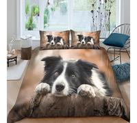 BZZOLASP Border Collie Pet Style Funda Edredon 3 Piezas Diseño 3D con Cremallera Border Collie Pet Estilo Funda de Edredón Incluye Funda de Almohada Suave Transpirable for Ancianos King（220x240cm）
