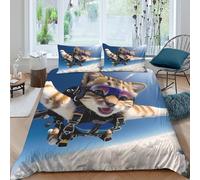 BZZOLASP Cartoon Animal Adventure Funda de Edredón Microfibra 3 Piezas Impresión 3D Cierre de Dibujo Animado Animal Adventure Funda Edredon Fundas de Almohada Antibacteriana Single（140x200cm）