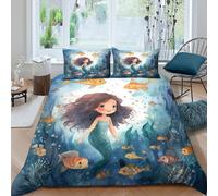 BZZOLASP Cartoon Ocean Scene Funda Edredon Microfibra Suave Juego de 3 Piezas Estampado 3D Dibujo Animado océano Escena Funda de Edredón con Funda de Almohada Lavables for niña Single（140x200cm）