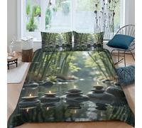 BZZOLASP Nature Meditation Scene Funda de Edredón Microfibra 3 Piezas Impresión 3D Cierre de Naturaleza Meditation Escena Funda Edredon Fundas de Almohada Antibacteriana for niños Double（200x200cm）