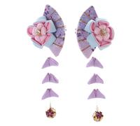C-126 Lila Abanico Forma Hecho a Mano Sakura Flor de Cerezo Tela Flores Borlas Clip de Pelo Pinza Japón Geisha Kimono China Hanfu Accesorios