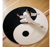 C,80cm (31.50IN),AVSMGP Alfombrilla Redonda 3D con Diseño Taiji, Alfombra De Área con Motivo Yin Yang- Lavable, Antideslizante Y Absorbente para Sala Estar, Dormitorio Y Entrada