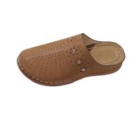C 85 Zapatos de mujer Baotou Zapatillas gruesas de gran tamaño redondo Baotou espalda vacía ocio zapatillas señoras zapatos rayas, marrón, 41 EU