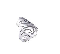 C- Anillo para Mujer - Anillo de Calado Hecho a Mano de Plata esterlina 999 Totalmente Plateado para Mujer,13