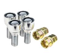 C CARBONADO - Lote de 4 pernos antirrobo M14 x 1,25 con llave para llantas de aluminio y acero