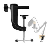 C-Clamp Base Stand Mounting Accessory - Table Mount For Microphone Microphones With Adjustable Screw Robust Clamp Hanging Outrigger Scissor Arm Holder Photography Flash Light Camera Monopod, 1pcs