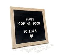 C Crystal Lemon - Tablero de letras de fieltro negro, 25,4 x 25,4 cm, letras no recortadas, marco de madera, montaje en pared o sobremesa