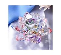 C Crystal Lotus Flower Figurine Valentine Wedding Decor Glass Craft Collection Paperweight Table Or