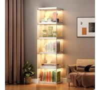 C Curio - Gabinete con puerta de cristal acrílico para coleccionables, estantes de almacenamiento para libros chinos, gabinete de exhibición acrílico moderno (40 x 32 x 154 cm)