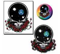 C&D Visionary 3 piezas Grateful Dead pegatinas, parche, conjunto de botones, rojo, negro