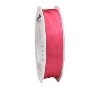 C.E. Pattberg Lyon-Cinta de tafetán con Alambre, Color Coral, 25 mm-25 m, Rosa peonía
