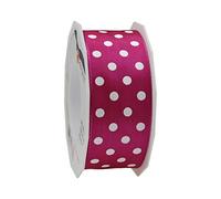 C.E. Pattberg Polka Dots-Cinta de tafetán, Magenta/Blanco, 40 mm-20 m, Seide, marrón Topo