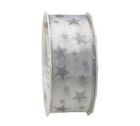 C.E. Pattberg Präsent - Arktis Wired & Printed Ribbon White 40 mm width, 20 m length